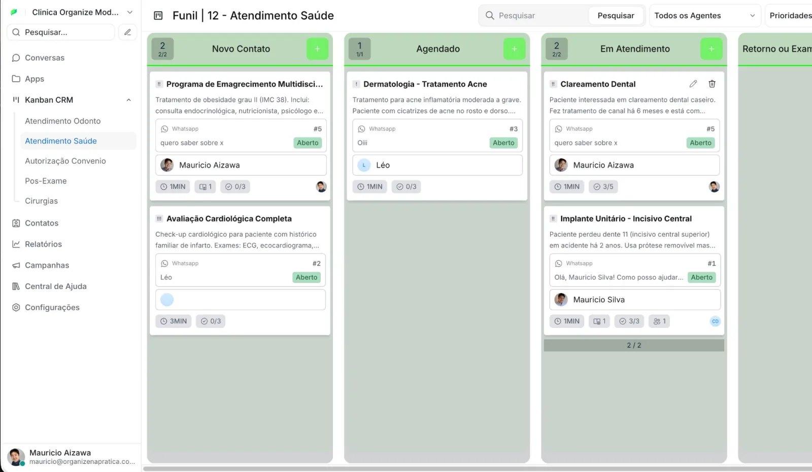 Relatórios e Métricas - Organize.Chat